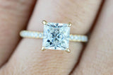 Ondrea 7mm Princess Moissanite Hidden Under Halo Diamond Engagement Ring M3074