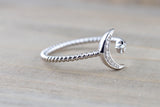 14k Gold Solid Star Moon Open Ring Band