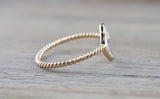 14k Gold Solid Star Moon Open Ring Band