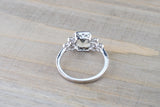 14k White Gold Bezel Emerald Cut Green Amethyst with Diamond Engagement Wedding Ring