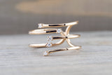 18K Rose Gold Diamond Twist Row Diamonds Fashion Ring