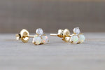 14k Yellow Gold Cluster Opal Diamond Cluster Earring Stud