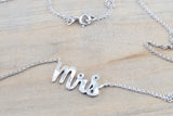 14k Solid White Gold Mrs Pendant Necklace 18" Nameplate