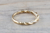 14k Yellow Gold Round Cut Diamond Rope Twined Vine Engagement Pave Stackable Stacking Promise Ring Anniversary