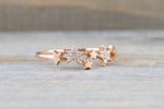 14k Rose Gold Solid Mirco Pave Diamond  Cluster Star Ring Band