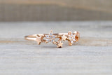 14k Rose Gold Solid Mirco Pave Diamond  Cluster Star Ring Band