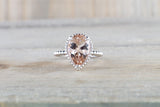 Gold Peach Pink Pear Morganite Bead Halo Ring M3061