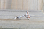 Gold Peach Pink Pear Morganite Bead Halo Ring M3061