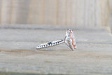 Gold Peach Pink Pear Morganite Bead Halo Ring M3061