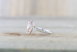 Gold Peach Pink Pear Morganite Bead Halo Ring M3061