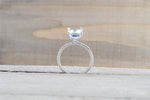 14k White Gold Emerald Cut Aquamarine Aqua Solitaire Engagement Ring