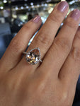 Gold Peach Pink Pear Morganite Bead Halo Ring M3061