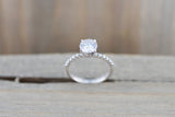 FOREVER ONE Charles and Colvard Moissanite Round Shared Prong Single Bead Engagement Ring