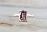 Emerald Cut Morganite Diamond Ring