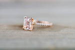 Emerald Cut Morganite Diamond Ring