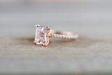 Emerald Cut Morganite Diamond Ring