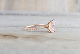 Emerald Cut Morganite Diamond Ring