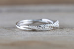 14k White Gold Diamond Pave Rope Twist Curve Polished Stackable Ring Band Wedding Promise Anniversary Fashion Rope Twist Open Curve