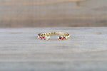 18kt Yellow Gold Round Cut Ruby and Diamond Bezel Fashion Ring Bead Design Band
