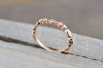 14k Rose Gold Diamond Vintage Marquise Satin Milgrain Bezel Band Ring Wedding 3/4