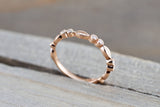 14k Rose Gold Diamond Vintage Marquise Satin Milgrain Bezel Band Ring Wedding 3/4