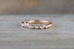 14k Rose Gold Vintage V Diamond Milgrain Band Ring