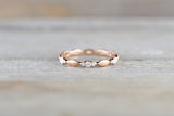 14kt Rose Gold Segment Diamond Ring Band Wedding Engagement Stack Dainty Full Eternity