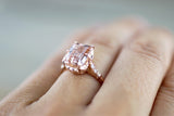 Payment Plan 2 Emerald Cut Morganite Diamond Vintage Engagement Ring 10x8