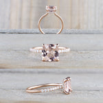 Rose Gold Cushion Moganite Diamond Underhalo Engagement Ring 14k