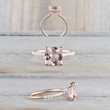 Rose Gold Cushion Moganite Diamond Underhalo Engagement Ring 14k