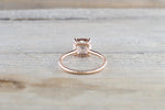 Rose Gold Cushion Moganite Diamond Underhalo Engagement Ring 14k