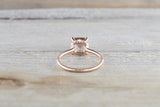 Rose Gold Cushion Moganite Diamond Underhalo Engagement Ring 14k