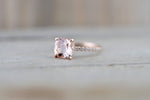 Rose Gold Cushion Moganite Diamond Underhalo Engagement Ring 14k