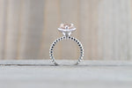 Gold Peach Pink Pear Morganite Bead Halo Ring M3061