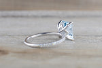 14k White Gold Emerald Cut Aquamarine Aqua Solitaire Engagement Ring