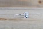 14k White Gold Emerald Cut Aquamarine Aqua Solitaire Engagement Ring
