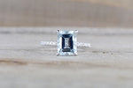 14k White Gold Emerald Cut Aquamarine Aqua Solitaire Engagement Ring
