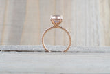Emerald Cut Morganite Diamond Ring