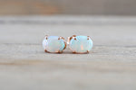 14k Solid Gold Oval Fire Opal Earring Studs Push Back