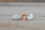 14k Solid Gold Oval Fire Opal Earring Studs Push Back