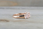 Solid 14k Rose Gold 5 Stone Cushion U Prong Anniversary Morganite Wedding Ring Band 5mm