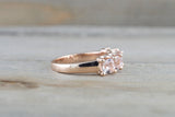 Solid 14k Rose Gold 5 Stone Cushion U Prong Anniversary Morganite Wedding Ring Band 5mm