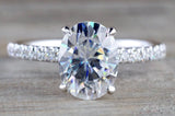 2 carat Oval Lab Grown Diamond Moissanite Victoria Hidden Under Halo Oval 9x7mm Ring M3079