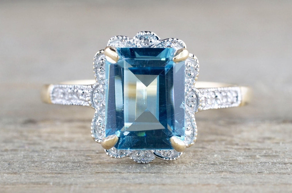 9ct White Gold Blue Topaz And Diamond Ring - D7944 | Chapelle Jewellers