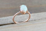 14k Gold Oval Fire Opal Diamond Ring