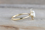 14k Yellow Gold Floral Oval Fire Opal and Diamond Engagement Anniversary Promise Wedding Ring Band Flower Petal