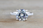 Mounting Moissanite 9mm Round Hidden Under Halo Engagement Ring 3/4 M3071