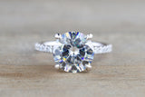 Mounting Moissanite 9mm Round Hidden Under Halo Engagement Ring 3/4 M3071