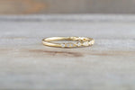 Gold Dainty Milgrain Etching Diamond Band Ring B10081