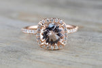 Cushion Halo with Round Morganite Ring
